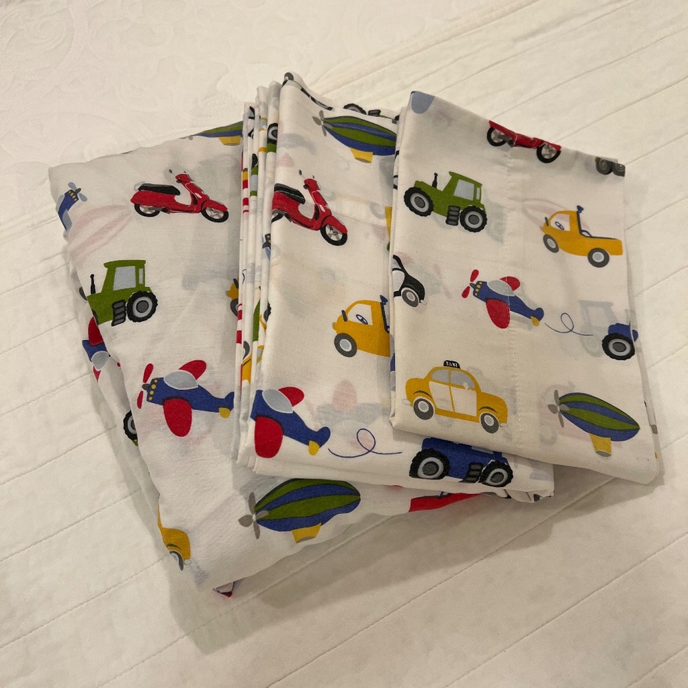 CHF Industries Transportation Twin Sheet Set--Flat Sheet/Fitted Sheet/Pillowcase